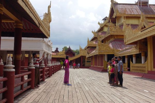 Family picture taking at Mandalay Palace, Myanmar
